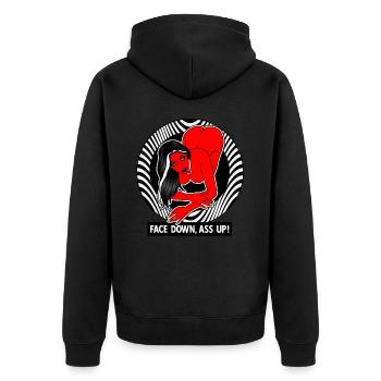 EROTIC SEXY GIRL ASS UP FACE DOWN - Unisex Premium Bio Zip Hoodie - Schwarz - Hinten - Nico (187cm)