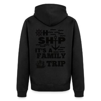 Family ship trip - Unisex Premium Bio Zip Hoodie - Schwarz - Hinten - Nico (187cm)