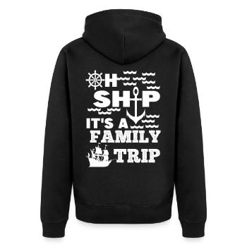 Family trip with ship - Unisex Premium Bio Zip Hoodie - Schwarz - Hinten - Nico (187cm)