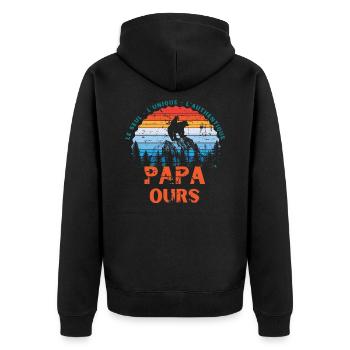 PAPA OURS cadeau papa tshirt papa ours vintage - Veste à capuche bio Premium Unisexe - noir - Dos - Nico (187cm)