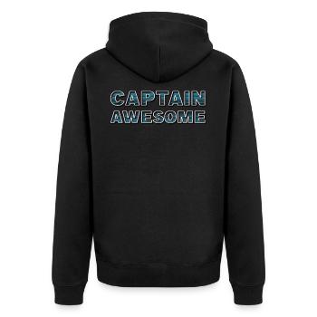 CAPTAIN AWESOME - Unisex Premium Bio Zip Hoodie - Schwarz - Hinten - Nico (187cm)