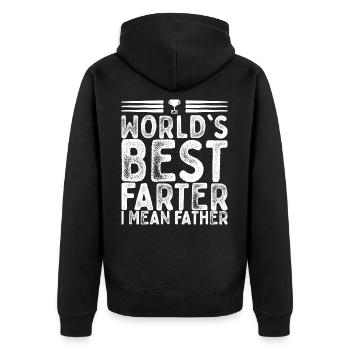 Best Father - Unisex Premium Bio Zip Hoodie - Schwarz - Hinten - Nico (187cm)