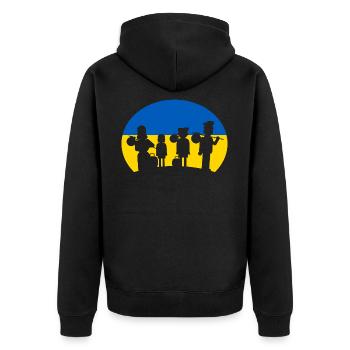 Ukraine Flüchtlinge Hilfe Refugees - Unisex Premium Bio Zip Hoodie - Schwarz - Hinten - Nico (187cm)