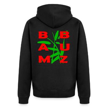 Bambuz merch - Unisex Premium Bio Zip Hoodie - Schwarz - Hinten - Nico (187cm)
