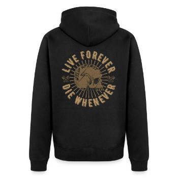 Live Forever Skull - Unisex Premium Bio Zip Hoodie - Schwarz - Hinten - Nico (187cm)