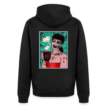 PRETTY ZOMBIE Halloween Apokalypse Horror Monster - Unisex Premium Bio Zip Hoodie - Schwarz - Hinten - Nico (187cm)