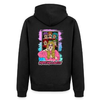 HAPPY HALLOWEEN GIRL Apokalypse Horror Monster - Unisex Premium Bio Zip Hoodie - Schwarz - Hinten - Nico (187cm)
