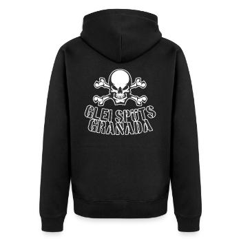Granada - Unisex Premium Bio Zip Hoodie - Schwarz - Hinten - Nico (187cm)