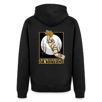 EROTIC SEXY SHIBARI BONDAGE BOUND GIRL MOON - Unisex Premium Bio Zip Hoodie - Schwarz - Hinten - Nico (187cm)