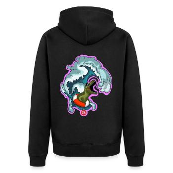 T-rex surf - Unisex Premium Organic Zip Hoodie - black - Back - Nico (187cm)