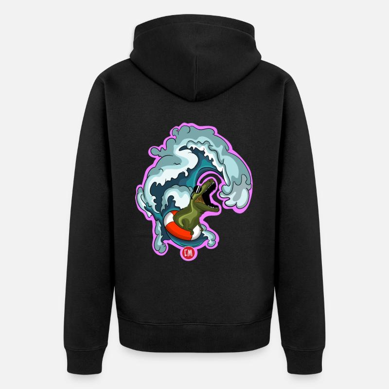T-rex surf - Veste à capuche bio Premium Unisexe - noir