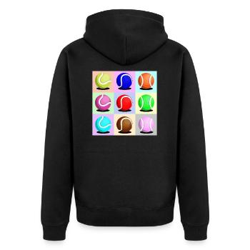 Padel - Geschenk für Padel-Spieler - Unisex Premium Bio Zip Hoodie - Schwarz - Hinten - Nico (187cm)