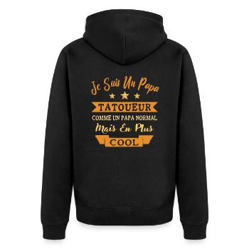 Cadeau pour Homme papa tatoueur cadeau de père - Veste à capuche bio Premium Unisexe - noir - Dos - Nico (187cm)