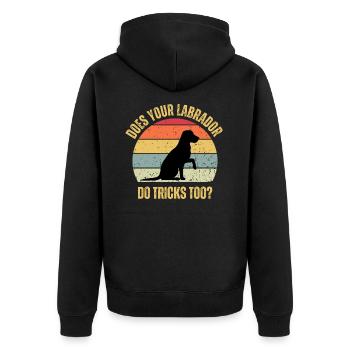 Macht Ihr Labrador auch Tricks - Unisex Premium Bio Zip Hoodie - Schwarz - Hinten - Nico (187cm)