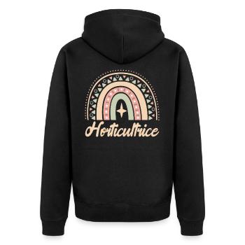 Cadeau Horticultrice. Boho Rainbow horticultrice. - Veste à capuche bio Premium Unisexe - noir - Dos - Nico (187cm)