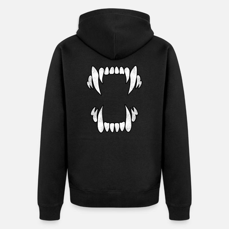 Crocs de loup effrayants - Veste à capuche bio Premium Unisexe - noir