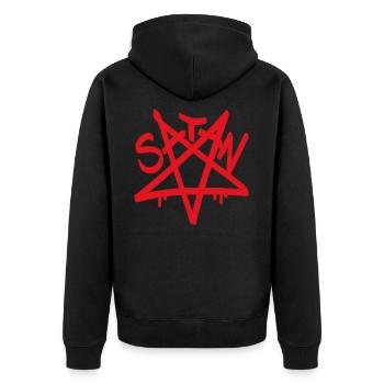 Star Of Satan Inverted Red Pentagram - Unisex Premium Organic Zip Hoodie - black - Back - Nico (187cm)