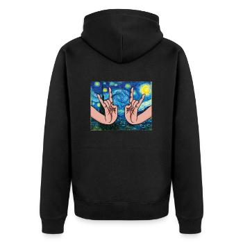 Japanese Rock Hands In The Starry Night - Unisex Premium Organic Zip Hoodie - black - Back - Nico (187cm)