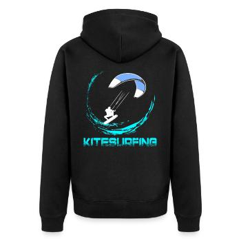 Kitesurfing - Unisex Premium Bio Zip Hoodie - Schwarz - Hinten - Nico (187cm)