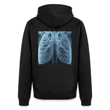 Röntgenbild von der Lunge - Unisex Premium Bio Zip Hoodie - Schwarz - Hinten - Nico (187cm)