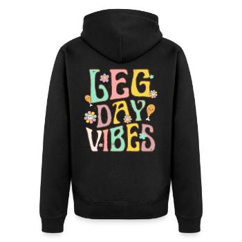 Lustige Retro-Leg-Day-Vibes - Unisex Premium Bio Zip Hoodie - Schwarz - Hinten - Nico (187cm)