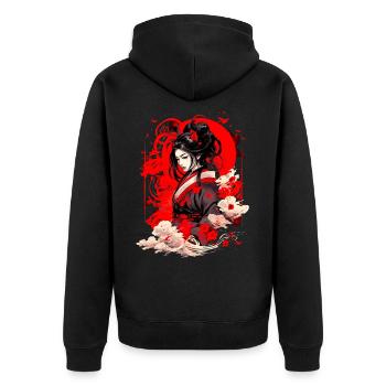 Chinesisches Anime-Gemälde 2 - Unisex Premium Bio Zip Hoodie - Schwarz - Hinten - Nico (187cm)