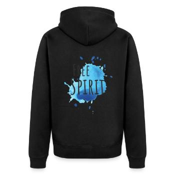 Free Spirit - Freier Geist, freie Seele - Unisex Premium Bio Zip Hoodie - Schwarz - Hinten - Nico (187cm)