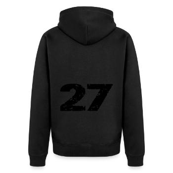 27 Maillot numéro - Veste à capuche bio Premium Unisexe - noir - Dos - Nico (187cm)