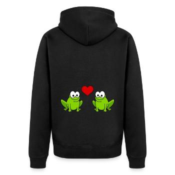 Frog Comic Couple love - Unisex Premium Organic Zip Hoodie - black - Back - Nico (187cm)