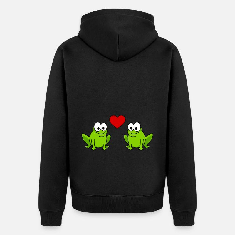 Frosch Comic Paar liebe - Unisex Premium Bio Zip Hoodie - Schwarz
