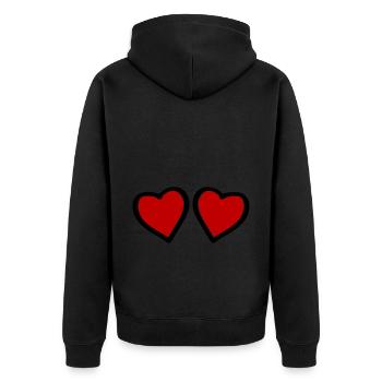 herzen symbol liebe - Unisex Premium Bio Zip Hoodie - Schwarz - Hinten - Nico (187cm)