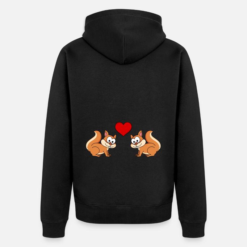 Eichhörnchen Comic Paar Liebe - Unisex Premium Bio Zip Hoodie - Schwarz
