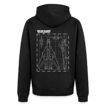 Top Gun Fighter Jet Blueprint White - Unisex Premium Organic Zip Hoodie - black - Back - Nico (187cm)