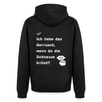Schnauze halten - Unisex Premium Bio Zip Hoodie - Schwarz - Hinten - Nico (187cm)