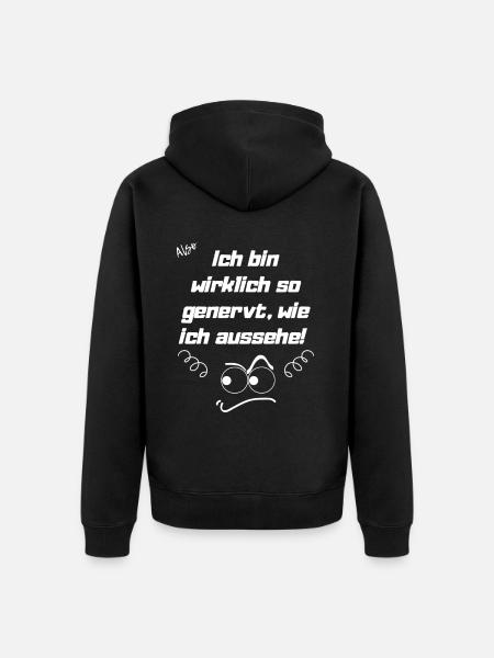Genervt - Unisex Premium Bio Zip Hoodie - Schwarz