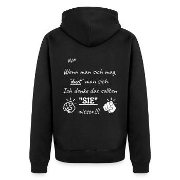 Mögen - Unisex Premium Bio Zip Hoodie - Schwarz - Hinten - Nico (187cm)