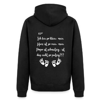 Ich bin so klein. - Unisex Premium Bio Zip Hoodie - Schwarz - Hinten - Nico (187cm)