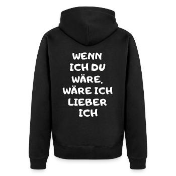 Witziger Lustiger Spruch Geschenk Männer Frauen - Unisex Premium Bio Zip Hoodie - Schwarz - Hinten - Nico (187cm)