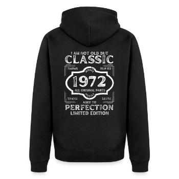 50 Jahre Geburtstagsklassiker 1972 der einzige seiner Art - Unisex Premium Bio Zip Hoodie - Schwarz - Hinten - Nico (187cm)