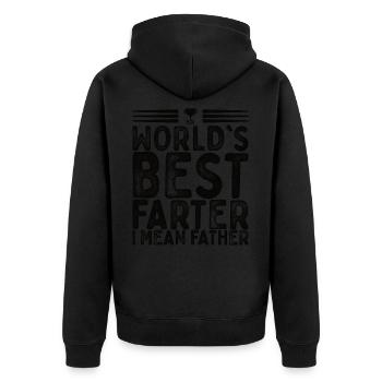 Best Father - Unisex Premium Bio Zip Hoodie - Schwarz - Hinten - Nico (187cm)