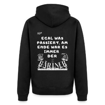 Der Gärtner war es - Unisex Premium Bio Zip Hoodie - Schwarz - Hinten - Nico (187cm)