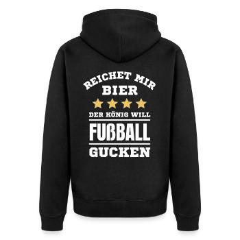 Fußball Fussball lustiger Spruch Deutschland - Unisex Premium Bio Zip Hoodie - Schwarz - Hinten - Nico (187cm)