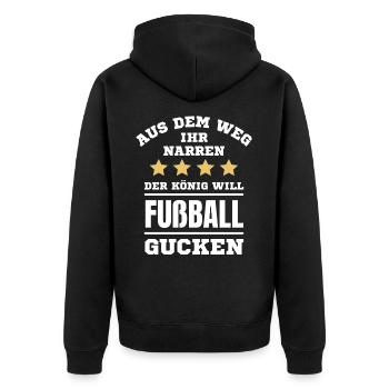 Fußball Fussball lustiger Spruch Deutschland - Unisex Premium Bio Zip Hoodie - Schwarz - Hinten - Nico (187cm)