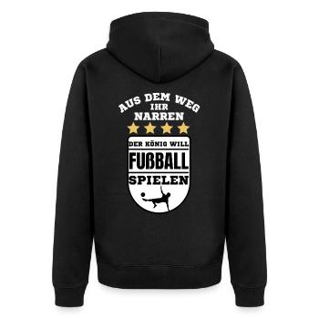 Fußball Fussball lustiger Spruch Deutschland - Unisex Premium Bio Zip Hoodie - Schwarz - Hinten - Nico (187cm)