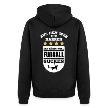 Fußball Fussball lustiger Spruch Deutschland - Unisex Premium Bio Zip Hoodie - Schwarz - Hinten - Nico (187cm)