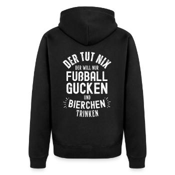 Fußball Fussball Bier lustiger Spruch Deutschland - Unisex Premium Bio Zip Hoodie - Schwarz - Hinten - Nico (187cm)