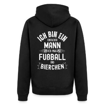 Fußball Fussball Bier lustiger Spruch Deutschland - Unisex Premium Bio Zip Hoodie - Schwarz - Hinten - Nico (187cm)