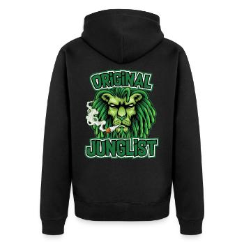 Original Junglist Lion - Drum n Bass DNB - Unisex Premium Organic Zip Hoodie - black - Back - Nico (187cm)