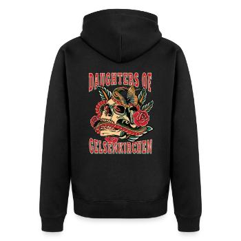 Gelsenkirchen Frau Geschenk daughters of - Unisex Premium Bio Zip Hoodie - Schwarz - Hinten - Nico (187cm)