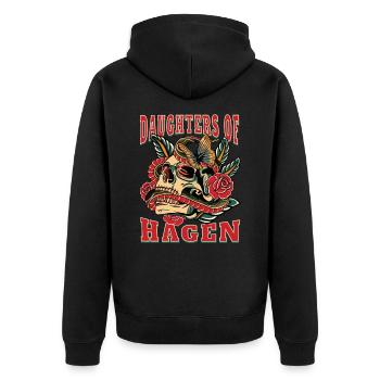 Hagen Power-Frau daughters of Hagen Retro - Unisex Premium Organic Zip Hoodie - black - Back - Nico (187cm)